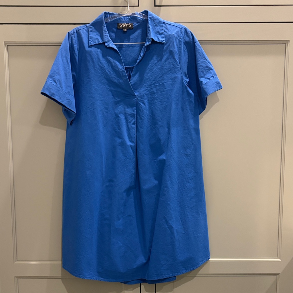 Ssys Royal Blue Collared Poplin Dress